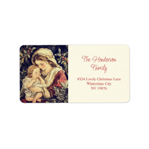 Madonna Child Vintage Christmas Label