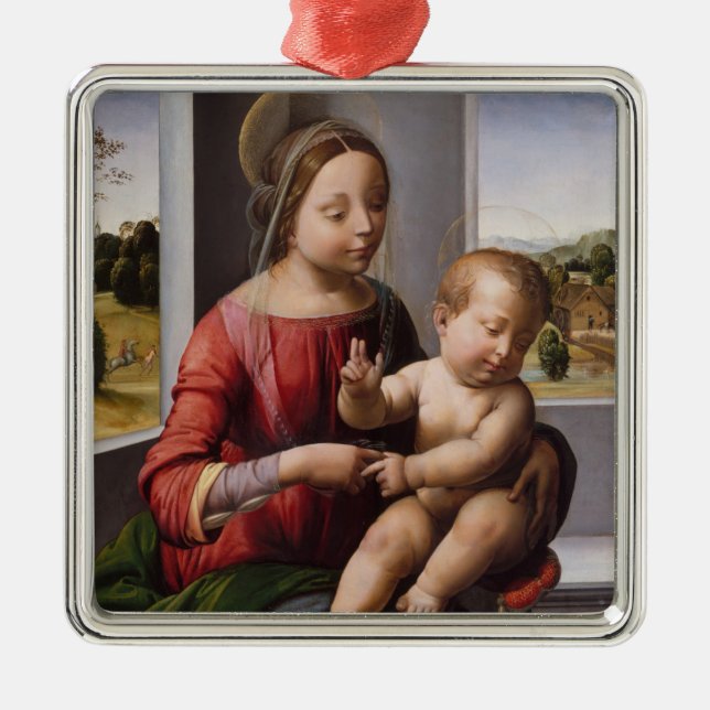 Madonna & Child with John the Baptist Metal Ornament (Front)