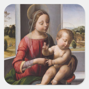 Madonna & Child with John the Baptist Square Sticker