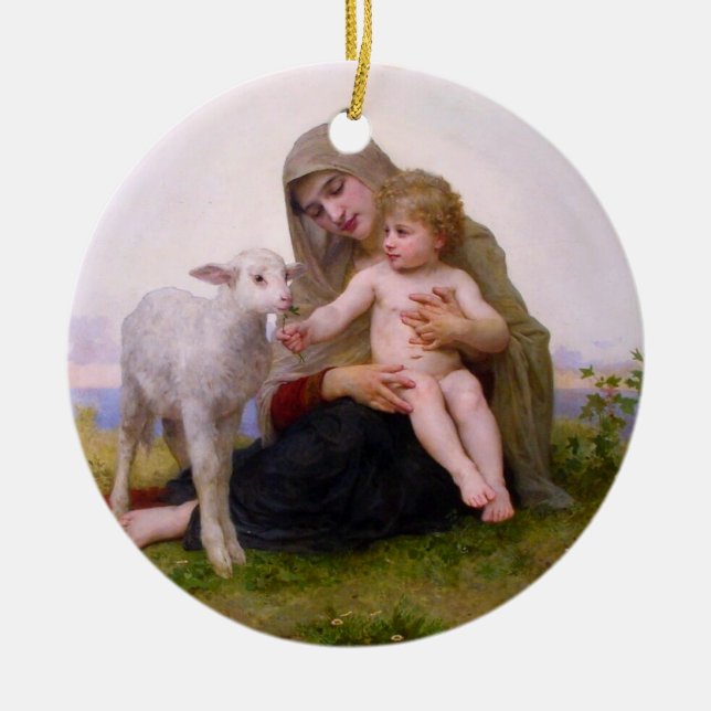 Madonna & Child with Lamb Christmas Ornament (Front)