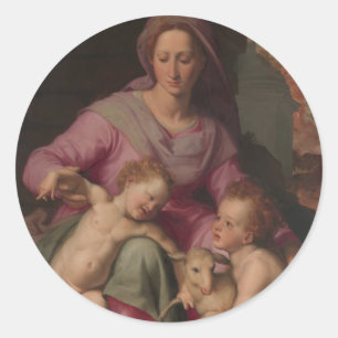 Madonna & Child with Saint John the Baptist Classic Round Sticker