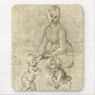 Madonna, Christ and Saint John Baptist by Rapahel Mouse Pad