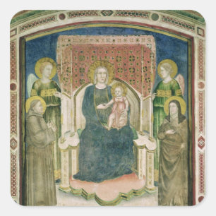 Madonna Enthroned with St. Francis of Assisi Square Sticker