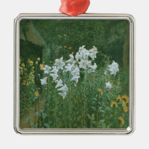 Madonna Lilies in a Garden Metal Tree Decoration