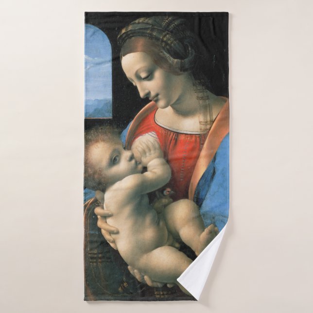 Madonna Litta, Leonardo da Vinci, 1490-1491 Bath Towel (Bath Towel)