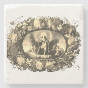 Madonna - Maria - Flower Race - shabby chic Stone Coaster