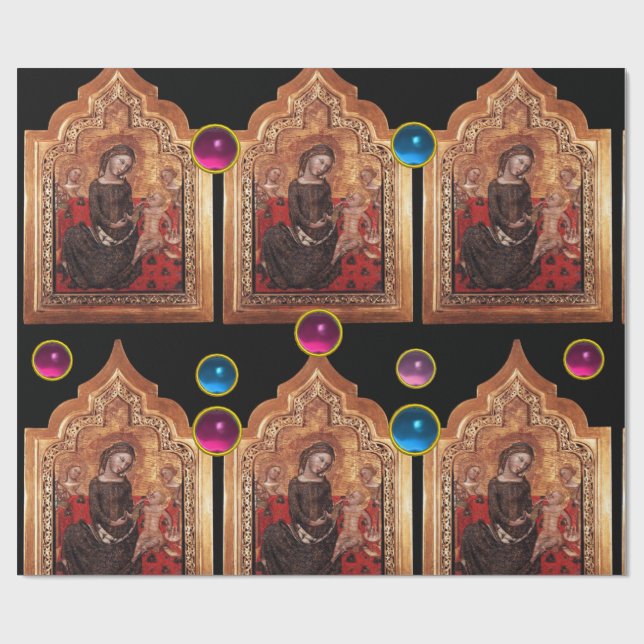 MADONNA OF HUMILITY Colourful Gemstones Chrıstmas Wrapping Paper (Flat)