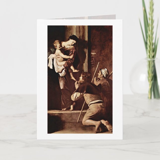 Madonna Of Pilgrims By Michelangelo Da Caravaggio Card (Front)