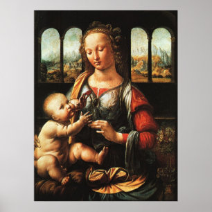 madonna of the carnation, Leonardo da Vinci Poster