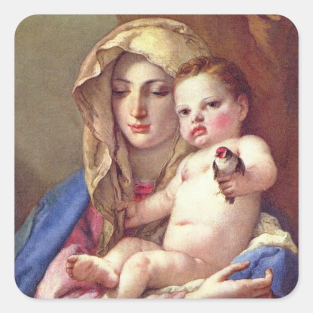 Madonna of the Goldfinch Square Sticker (Front)