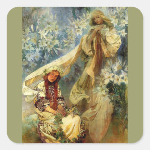 Madonna of the Lilies 1905 Square Sticker