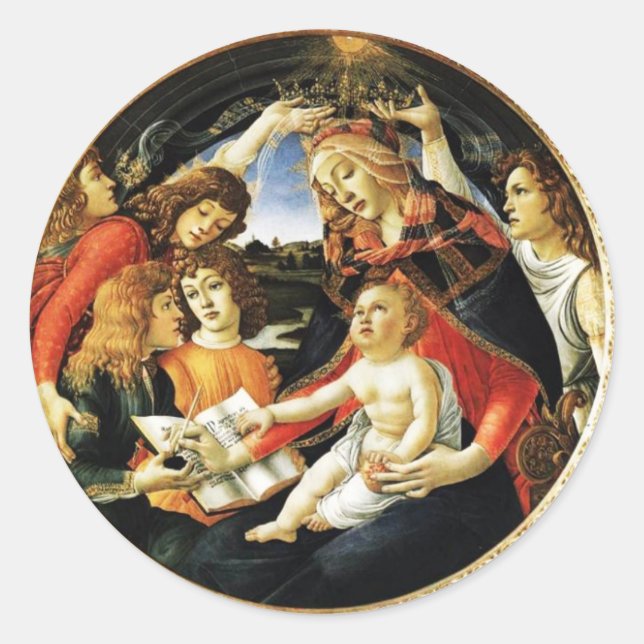 Madonna of the Magnificat Classic Round Sticker (Front)