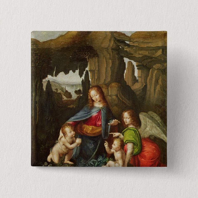 Madonna of the Rocks 15 Cm Square Badge (Front)