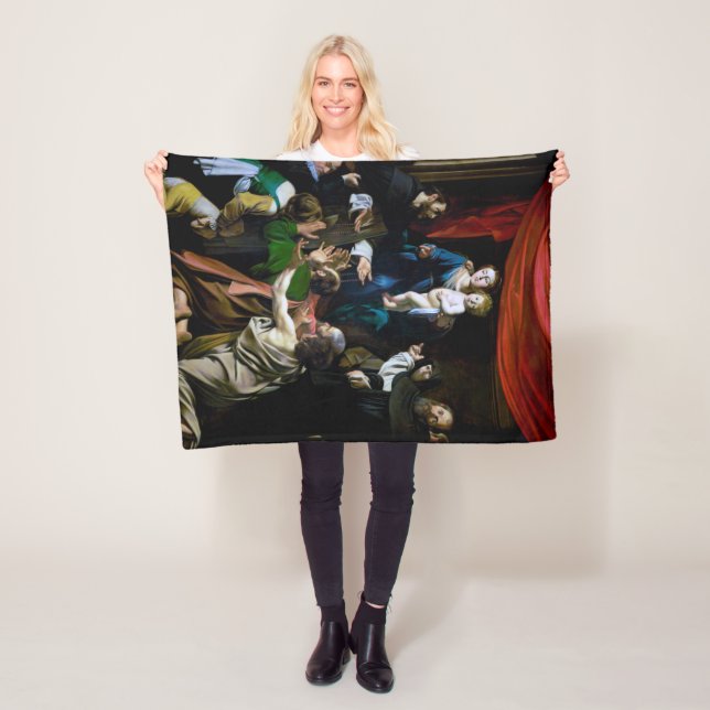 Madonna of the Rosary, Caravaggio Fleece Blanket (In Situ)
