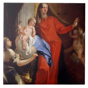 Madonna of the Rosary (oil on canvas) Ceramic Tile