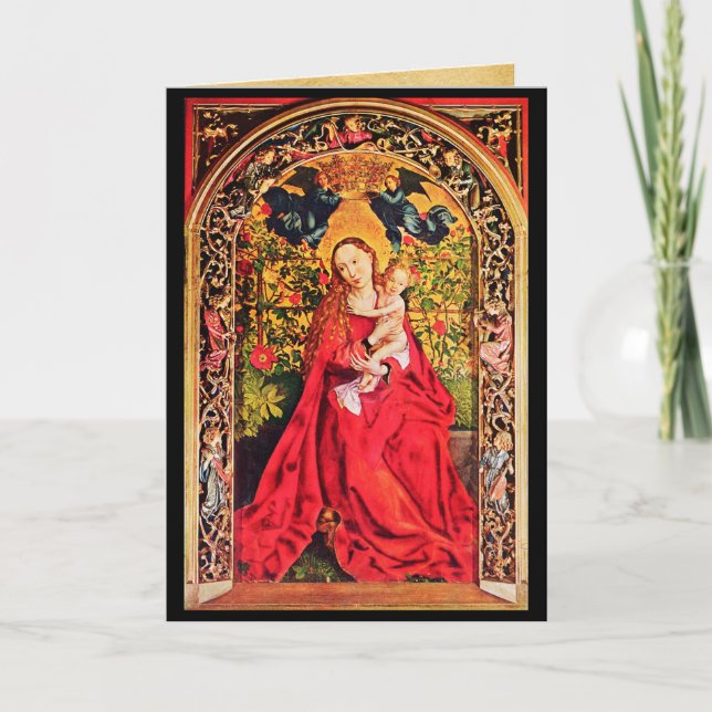 MADONNA OF THE ROSE BOWER Christmas Holiday Card (Front)