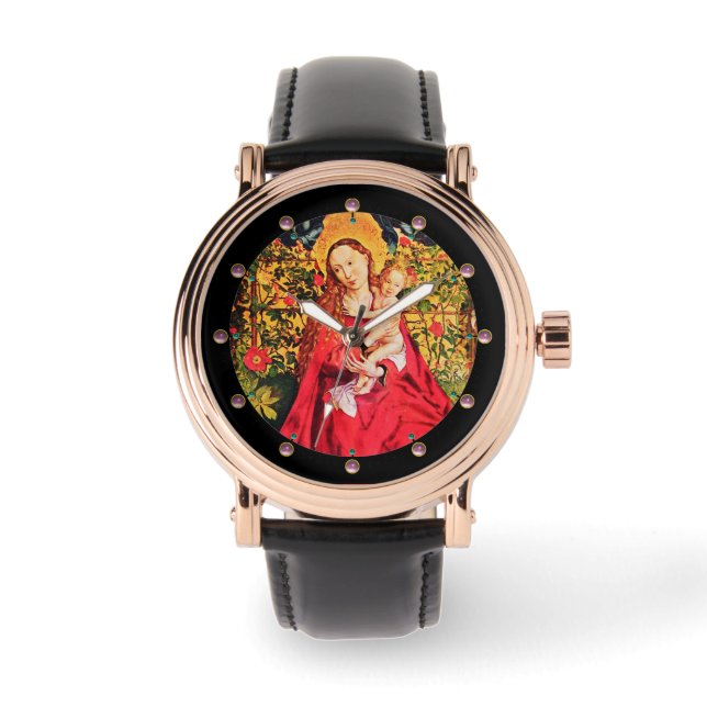 MADONNA OF THE ROSE BOWER ,PINK AMETHYST GEMS WATCH (Front)