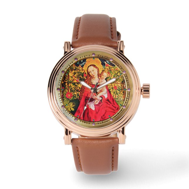 MADONNA OF THE ROSE BOWER ,PINK AMETHYST GEMS WATCH (Front)