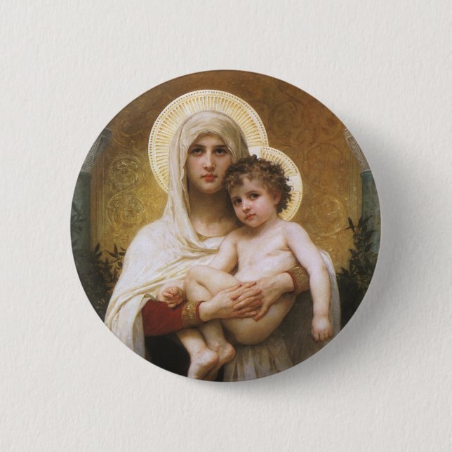 Madonna of the Roses by Bouguereau 6 Cm Round Badge (Front)