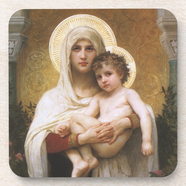 Madonna of the Roses by Bouguereau Coaster (Front)