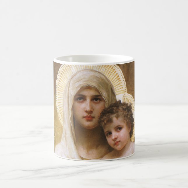Madonna of the Roses by Bouguereau Coffee Mug (Center)