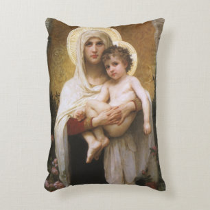 Madonna of the Roses by Bouguereau Decorative Cushion