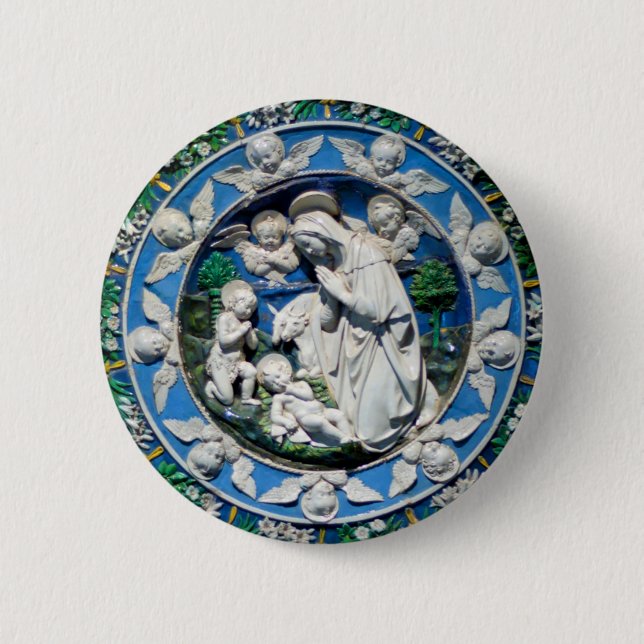 MADONNA WITH CHILD AND ANGELS 6 CM ROUND BADGE (Front)