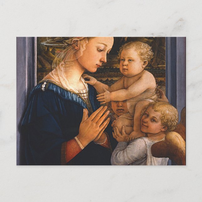 Madonna With Child And Two Angels By Filippo Lippi Postcard (Front)