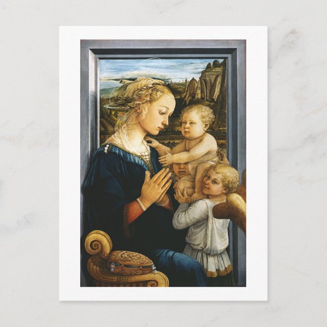 Madonna with child and two Angels, Filippo Lippi Postcard (Front)