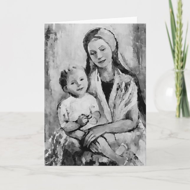 Madonna with Child - Christian greeting card (Front)