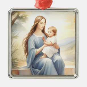 Madonna with Child Jesus Metal Ornament