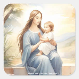 Madonna with Child Jesus Square Sticker