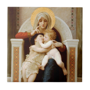 Madonna with child & John the Baptist, Bouguereau Ceramic Tile