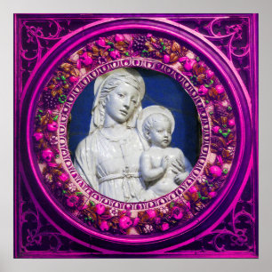 MADONNA WITH CHILD RENAISSANCE FLORAL CROWN POSTER