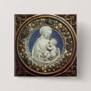 MADONNA WITH CHILD, round 15 Cm Square Badge