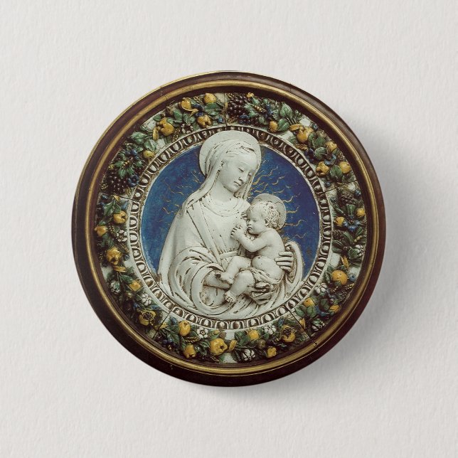 MADONNA WITH CHILD, round 6 Cm Round Badge (Front)