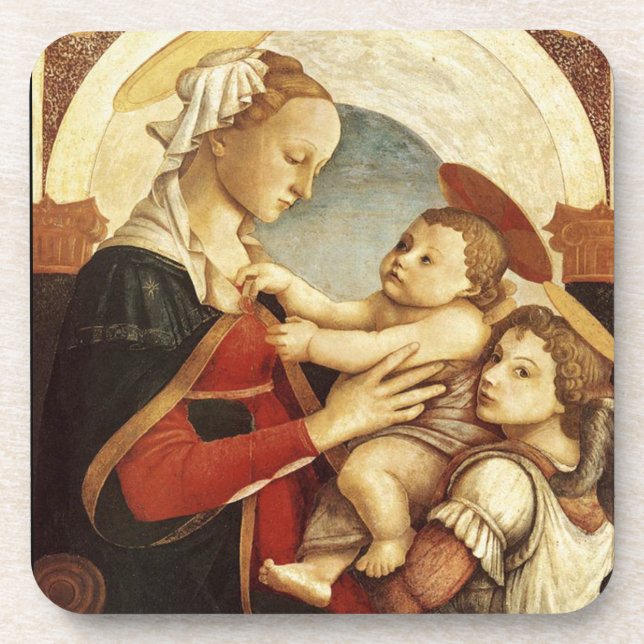 Madonna With Child Set of Cork Coasters (Front)