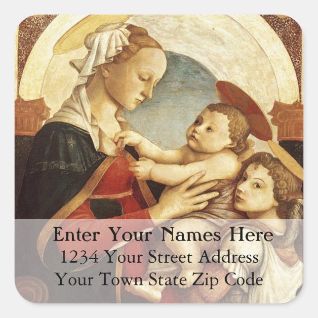 Madonna With Child Vintage Christmas Address Label (Front)