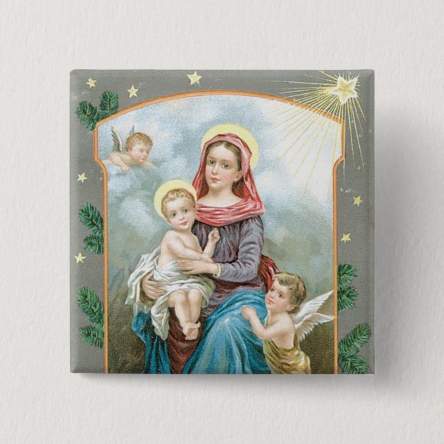 Madonna with Christ Child 15 Cm Square Badge (Front)