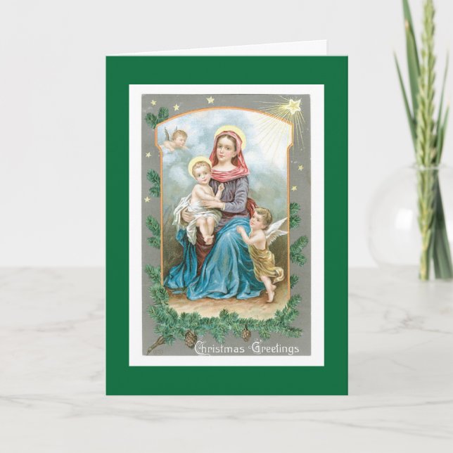 Madonna with Christ Child and Angels Holiday Card (Front)