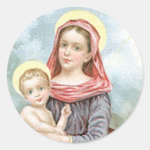 Madonna with Christ Child Classic Round Sticker