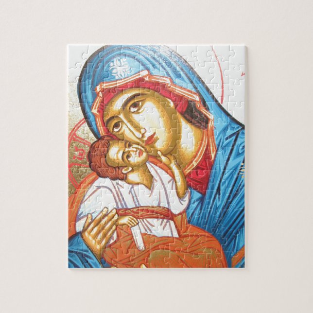 Madonna with Jesus Byzantine Religious Icon gold Jigsaw Puzzle (Vertical)