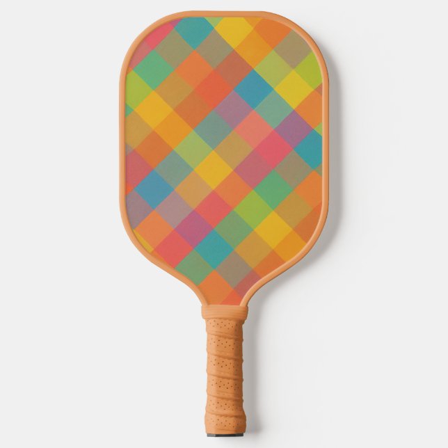 Madras Breeze – Diagonal Plaid Pickleball Paddle (Front)