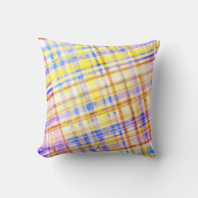 madras checks in rainbow cushion (Front)