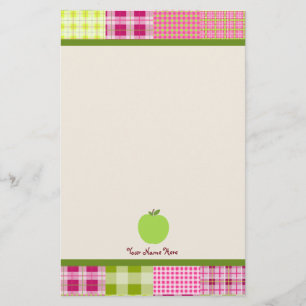 Madras Inspired Plaid & Green Apple Teacher Stationery