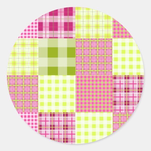 Madras Inspired Plaid Patchwork Sticker (Front)