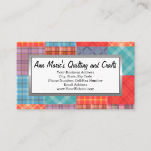Madras Patchwork Colourful Quilting Sewing Crafts Business Card