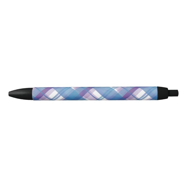 Madras Plaid Blue and Purple Black Ink Pen (Front)