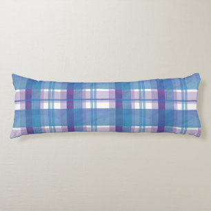 Madras Plaid Blue and Purple Body Cushion