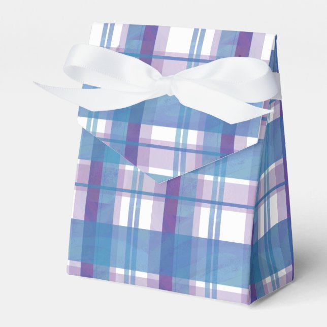 Madras Plaid Blue and Purple Favour Box (Front Side)